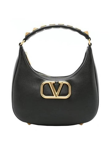 Roman Stud Strap V Logo Shoulder Bag Black - VALENTINO - BALAAN 1