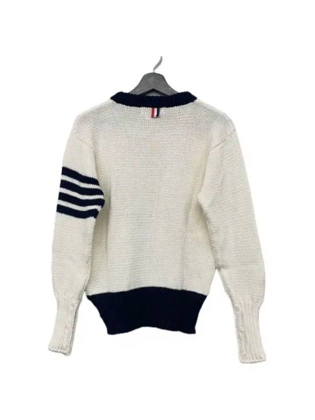 Men's Pullover Crew Neck Knit Top White - THOM BROWNE - BALAAN 4