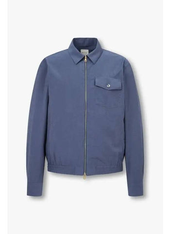 Rayon zip up collar overshirt light navy - PAUL SMITH - BALAAN 1