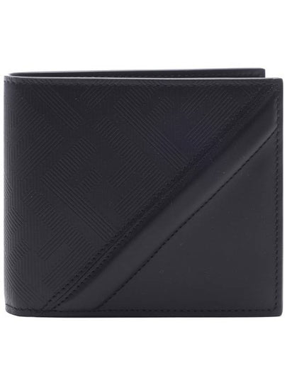 Shadow Diagonal Leather Half Wallet Black - FENDI - BALAAN 2