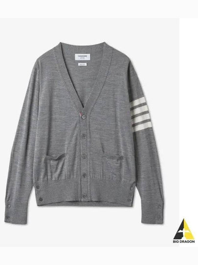 Men's Sustainable Classic Diagonal Wool Cardigan Pale Grey - THOM BROWNE - BALAAN 2