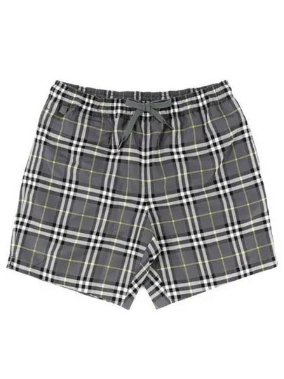 Men's Check Drawcord Swim Shorts Storm Gray - BURBERRY - BALAAN 2