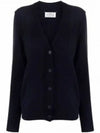 Women's Back Stitch V Neck Cashmere Cardigan Navy - MAISON MARGIELA - BALAAN 2