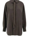 Tie Detail Satin Shirt Dark Espresso - LEMAIRE - BALAAN 2