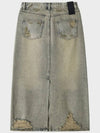 Dirty Washing Destroyed Long Denim H Line Skirt Dusty Grey - NOIRER FOR WOMEN - BALAAN 4