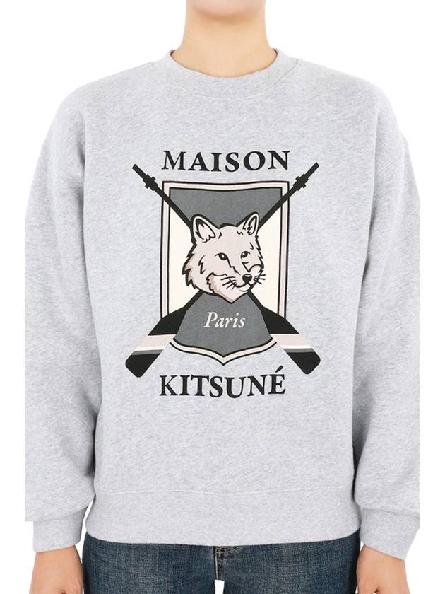 College Fox Print Sweatshirt Light Grey Melange - MAISON KITSUNE - BALAAN 3