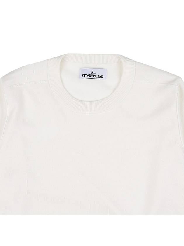 Logo Patch Knit Top White - STONE ISLAND - BALAAN 4