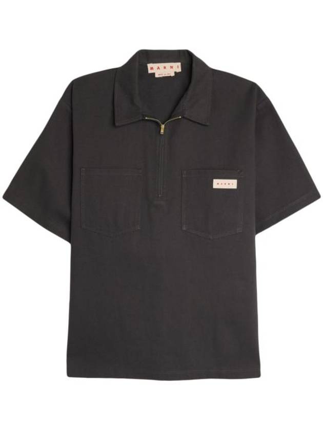 Workwear Gabardine Polo Shirt Granite - MARNI - BALAAN 2