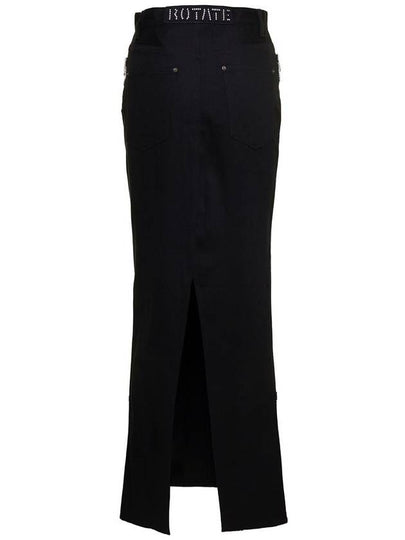 Black Maxi Skirt With Jewel Details Along The Pockets In Cotton Denim Woman - ROTATE - BALAAN 2