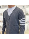 Men's Diagonal Classic Cashmere Cardigan Mid Grey - THOM BROWNE - BALAAN 2