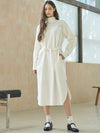 High neck belted dress ivory - MITTE - BALAAN 2