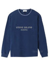 Logo Print Cotton Sweatshirt Blue - STONE ISLAND - BALAAN 2