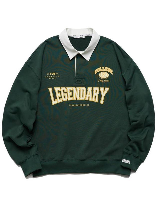 Legendary Rugby Sweatshirt Dark Green - YCW - BALAAN 1