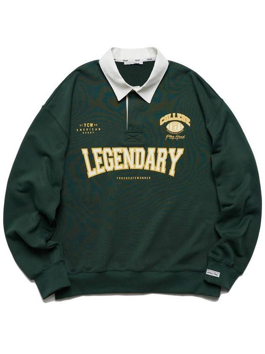 Legendary Rugby Sweatshirt Dark Green - YCW - BALAAN 2