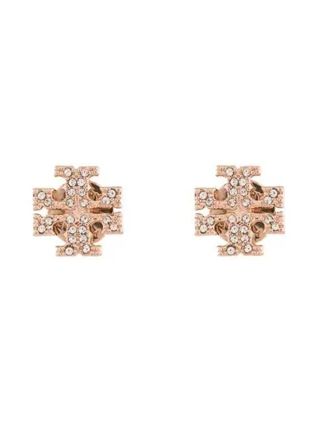 Crystal Logo Stud Earrings Rose Gold - TORY BURCH - BALAAN 2