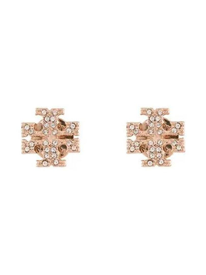 Crystal Logo Stud Earrings Rose Gold - TORY BURCH - BALAAN 2