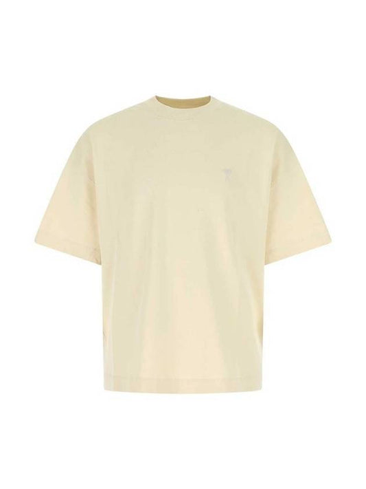 Logo Short Sleeve T-shirt Ivory - AMI - BALAAN 1