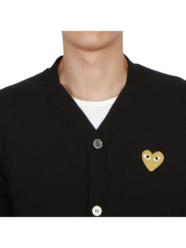 Comme des Gar ons Gold Wappen Wool V Neck Cardigan Black - COMME DES GARCONS PLAY - BALAAN 7