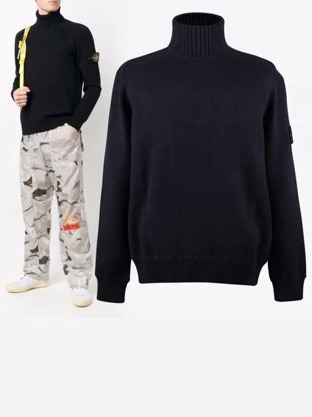 Waffen Patch Cotton Knit Turtleneck Navy - STONE ISLAND - BALAAN 2