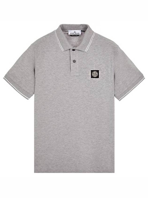 Stretch Cotton Pique Short Sleeve Polo Shirt Grey - STONE ISLAND - BALAAN 2