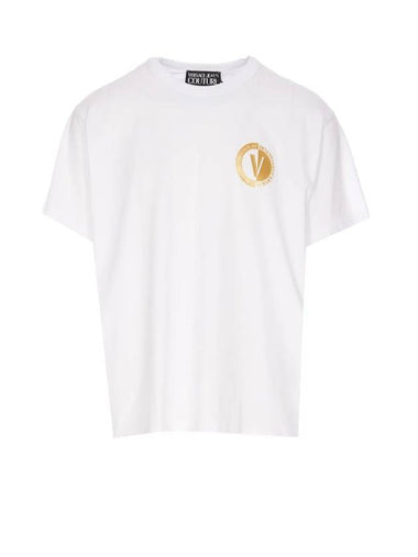 Logo Print Short Sleeve T-Shirt White - VERSACE - BALAAN 1