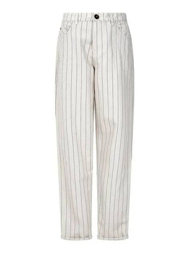 Women s Linen Blend Pattern Slim Pants Beige - EMPORIO ARMANI - BALAAN 1