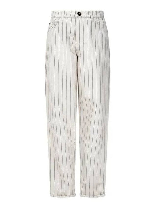 ARMANI 30 9 29 Women s Linen Blend Pattern Slim Pants Beige - EMPORIO ARMANI - BALAAN 1