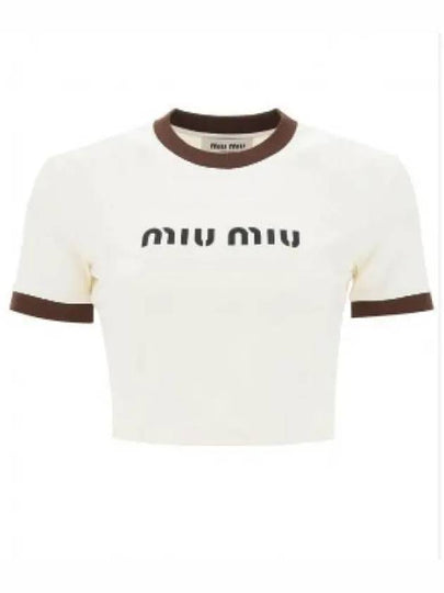 Logo Short Sleeve T-Shirt White - MIU MIU - BALAAN 2