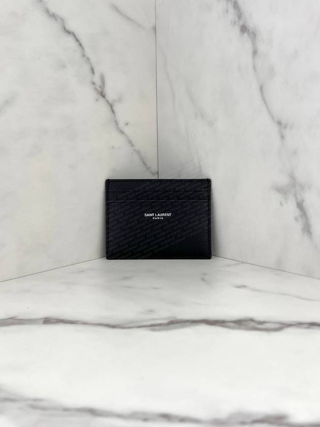 Embossed Leather Card Wallet Black - SAINT LAURENT - BALAAN 5