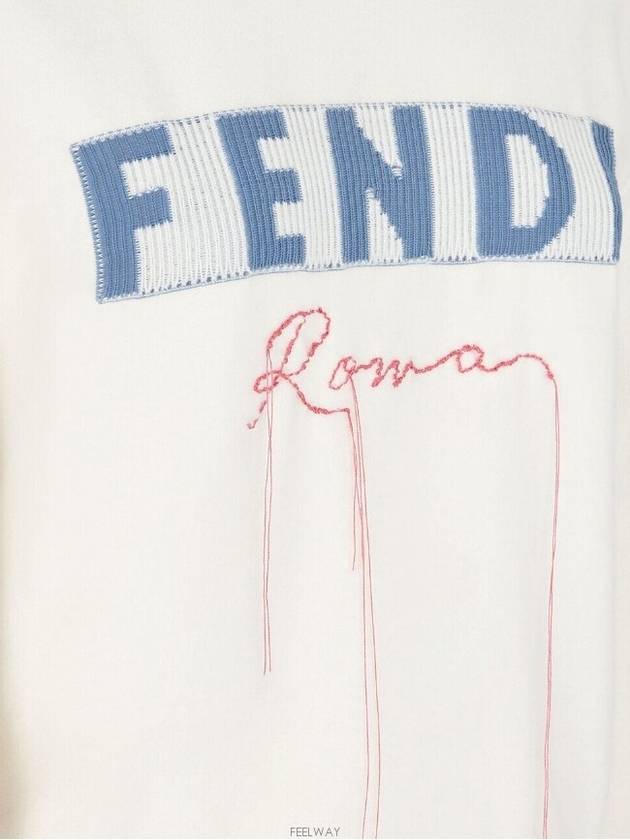 Logo Cashmere Blend Knit Top White - FENDI - BALAAN 3