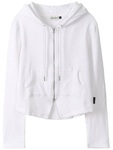 BASIC SLIM ZIP UP HOODIE WHITE - ZIZEMUSEUM - BALAAN 1