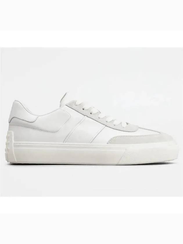 Round Toe Leather Low Top Sneakers White - TOD'S - BALAAN.