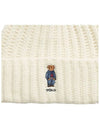 Bear Motif Cable Wool Beanie White - POLO RALPH LAUREN - BALAAN 5