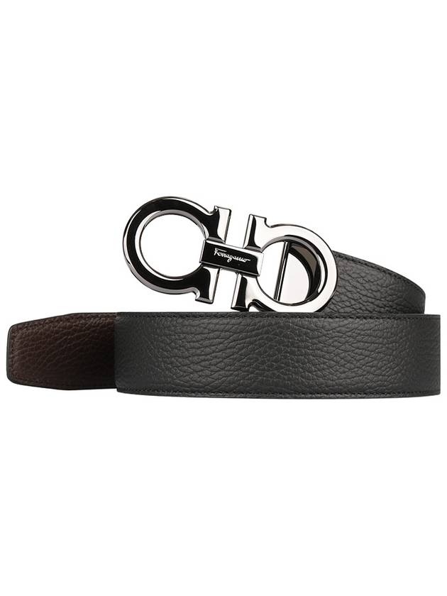 Reversible Gancini Leather Belt Dark Brown Black - SALVATORE FERRAGAMO - BALAAN 2