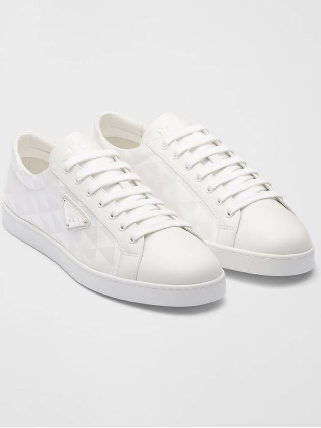 Triangle Logo Leather Re-Nylon Low Top Sneakers White - PRADA - BALAAN 3