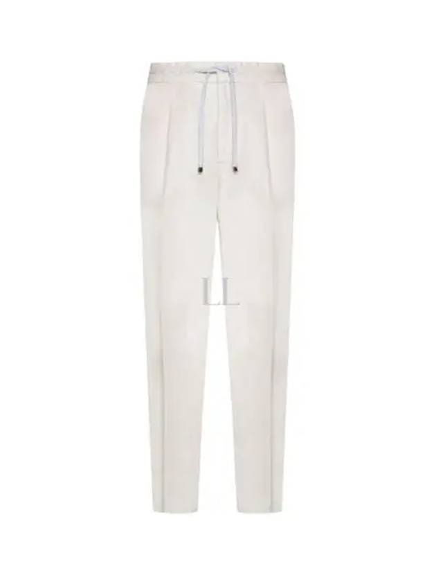 Drawstring Pleated Tapered Straight Pants White - BRUNELLO CUCINELLI - BALAAN 2