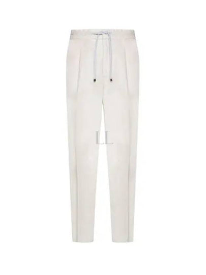 Drawstring Pleated Tapered Straight Pants White - BRUNELLO CUCINELLI - BALAAN 2