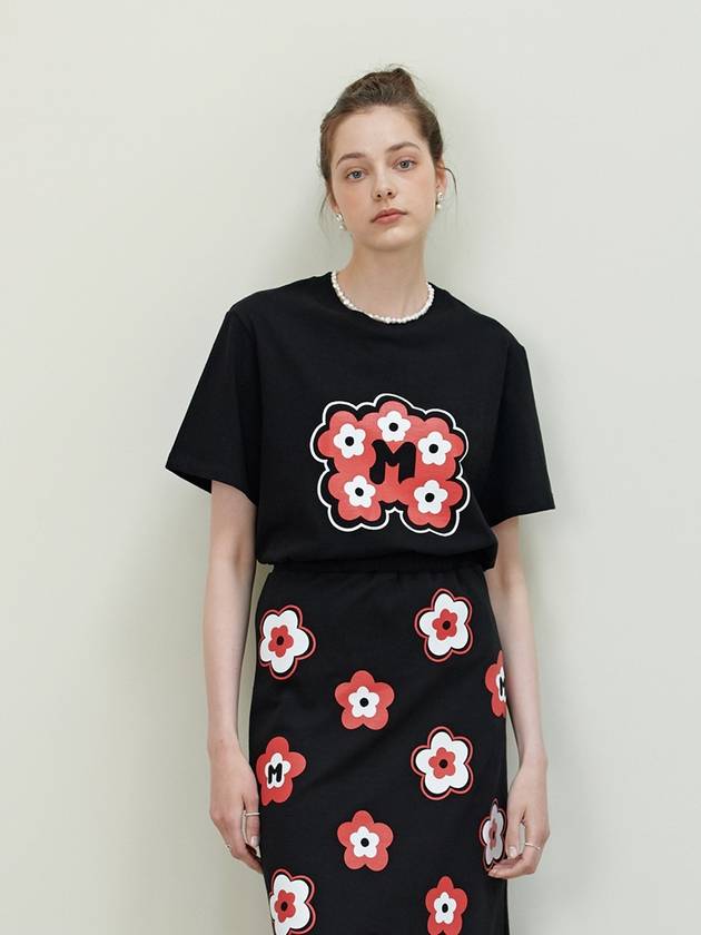 Signature Flower Short Sleeves T-Shirt Black - METAPHER - BALAAN 1