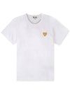 Women's Small Gold Heart Logo Short Sleeve T-Shirt P1 T215 4 White - COMME DES GARCONS PLAY - BALAAN 4