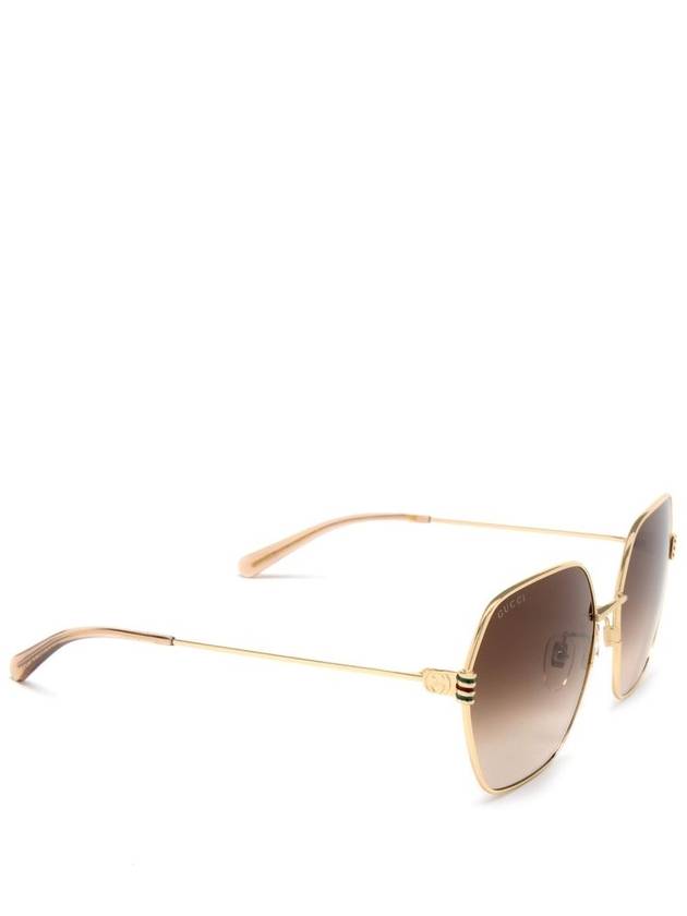 Eyewear Logo Geometric Frame Metal Sunglasses Brown - GUCCI - BALAAN 3