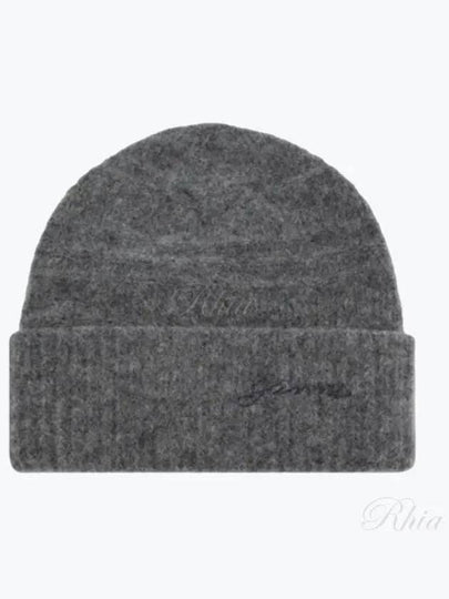 Embroidered Logo Knit Beanie Paloma Melange - GANNI - BALAAN 2