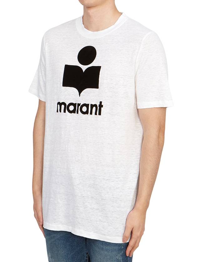 Karman Logo Print Linen Short Sleeve T-Shirt White - ISABEL MARANT - BALAAN 3