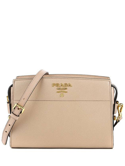 Saffiano Soft Leather Square Cross Bag Beige - PRADA - BALAAN 2