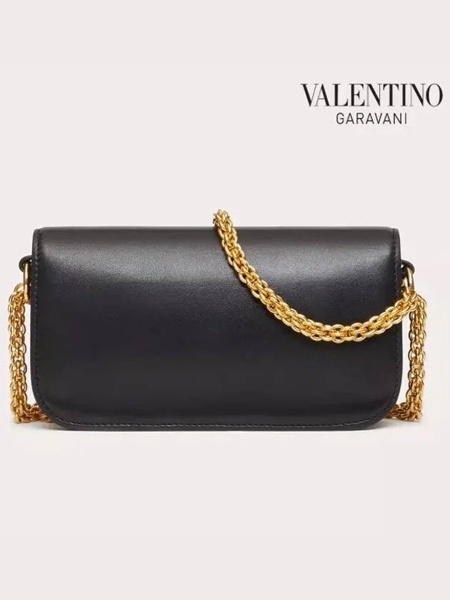 V Logo Buckle Calfskin Small Shoulder Bag Black - VALENTINO - BALAAN 4