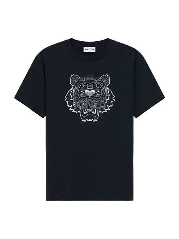 Tiger Logo Print Short Sleeve T-Shirt Black - KENZO - BALAAN 1