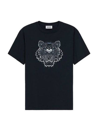 Tiger Logo Print Short Sleeve T-Shirt Black - KENZO - BALAAN 1