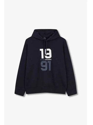 Men s 1991 Logo Hooded Sweatshirt Navy - ARMANI EXCHANGE - BALAAN 1