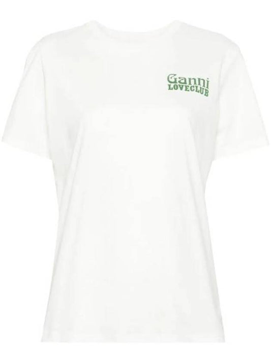 Women's Love Club Logo Short Sleeve T-Shirt White - GANNI - BALAAN 1