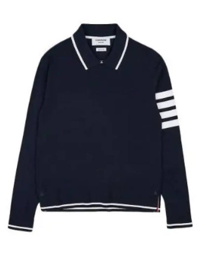 Women's Tipping Jersey Viscose Polo Shirt Navy - THOM BROWNE - BALAAN 2