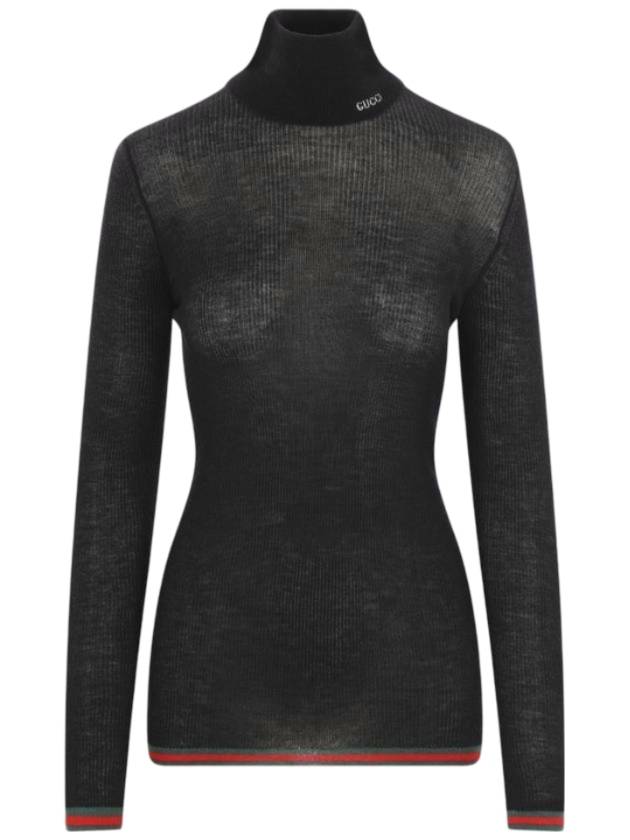 Cashmere silk blend turtleneck black - GUCCI - BALAAN 1